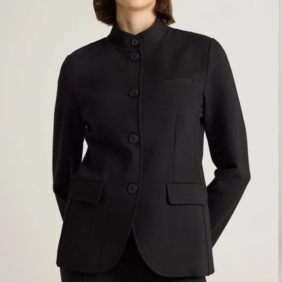 NWOT Quince ultra-stretch ponte stand collar blazer black L - Picture 12 of 13